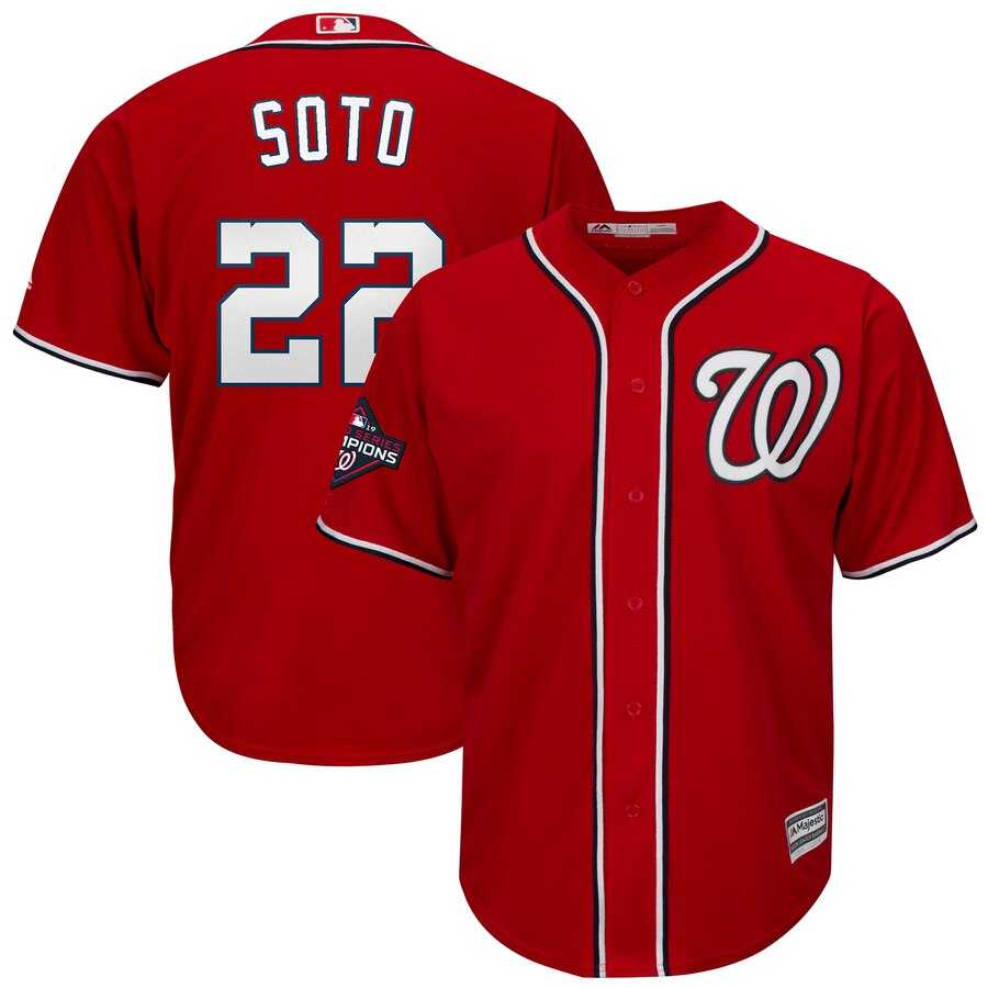 Nationals 22 Juan Soto Red 2019 World Series Champions Cool Base Jersey,We sell and wholesale Nationals 22 Juan Soto Red 2019 World Series Champions Cool Base Jersey on line form chian!
